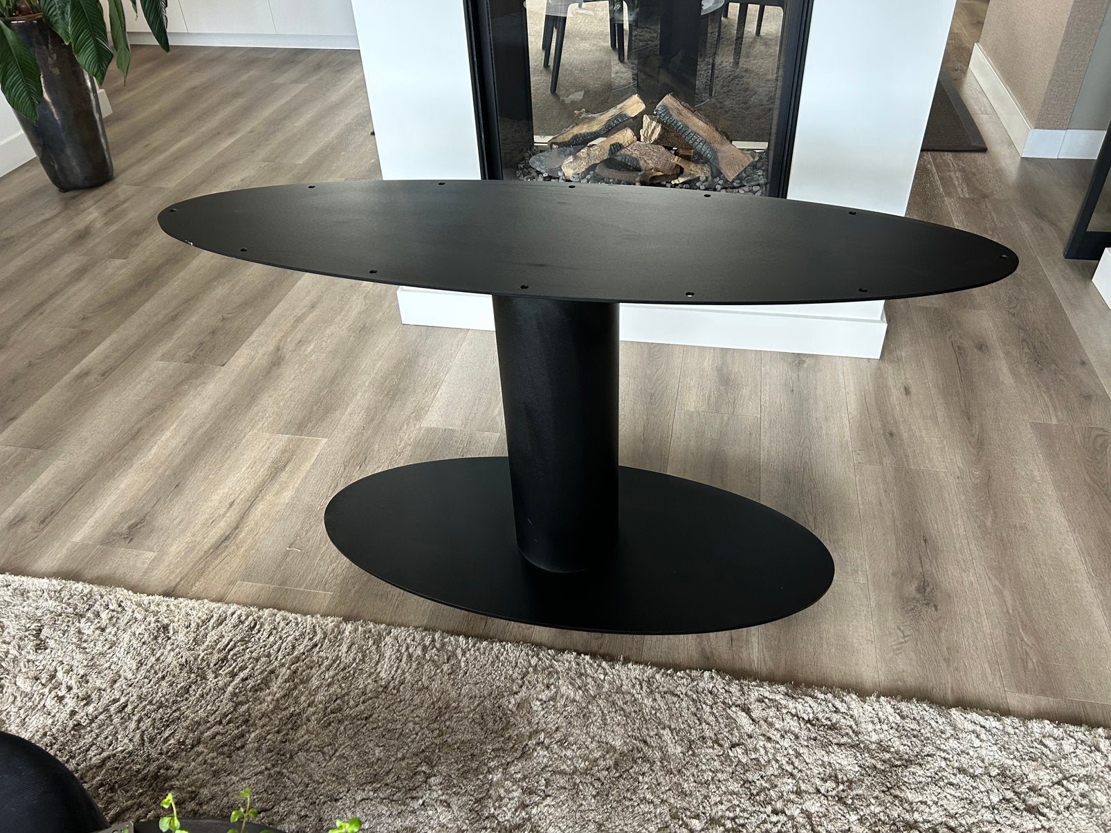 Te koop Zwart gepoedercoat ovaal tafelonderstel Table duSud, Ophalen of Verzenden, Zo goed als nieuw, Ovaal, 100 tot 150 cm
