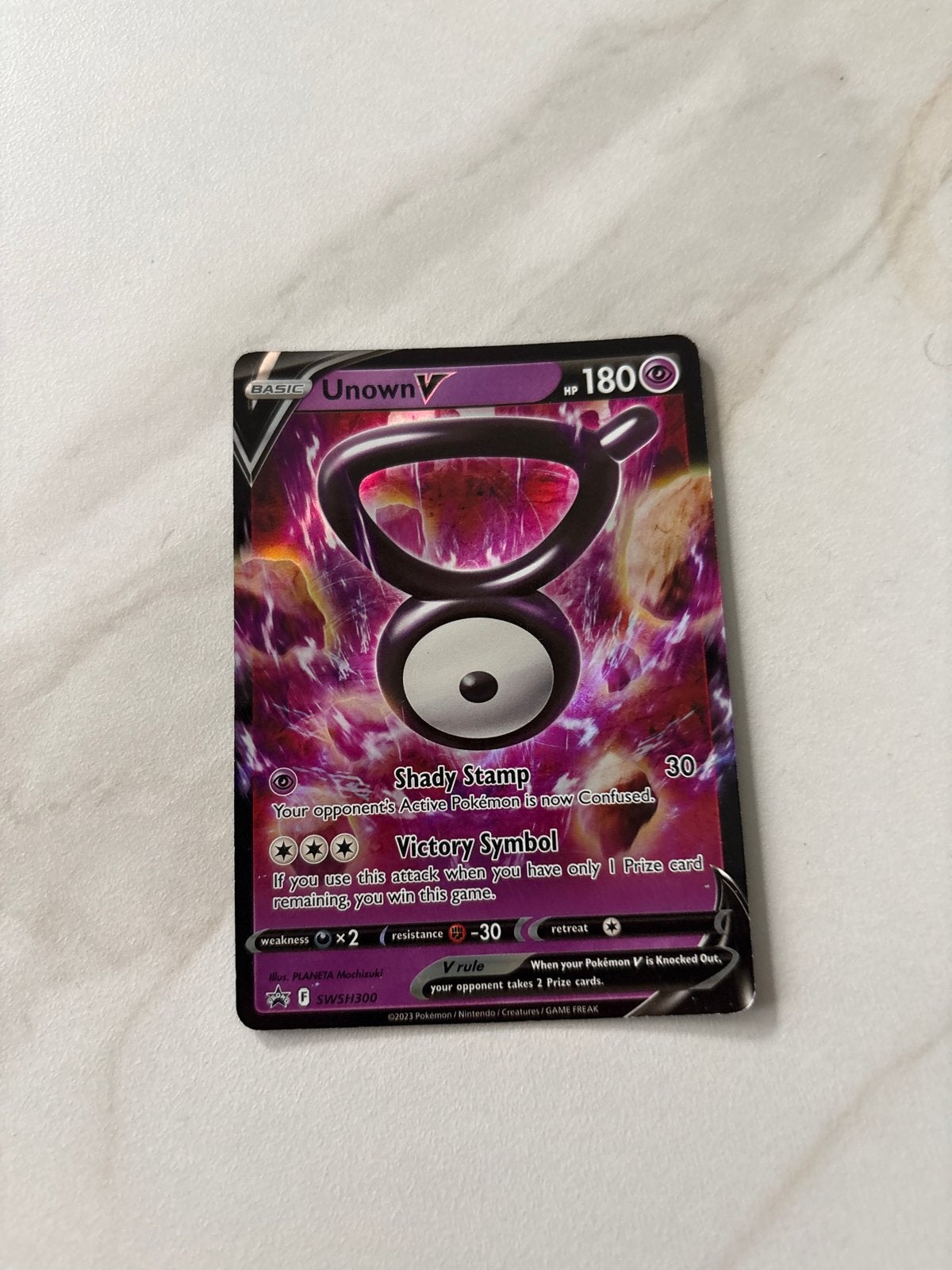 Pokémon Kaart Unown V SWSH300 - Basic V Rule, Ophalen of Verzenden, Gebruikt, Losse kaart