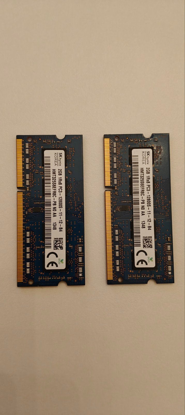 SK Hynix 2GB DDR3 RAM voor Laptop (2 stuks), Computers en Software, Gebruikt, DDR3, Ophalen of Verzenden, 2 GB