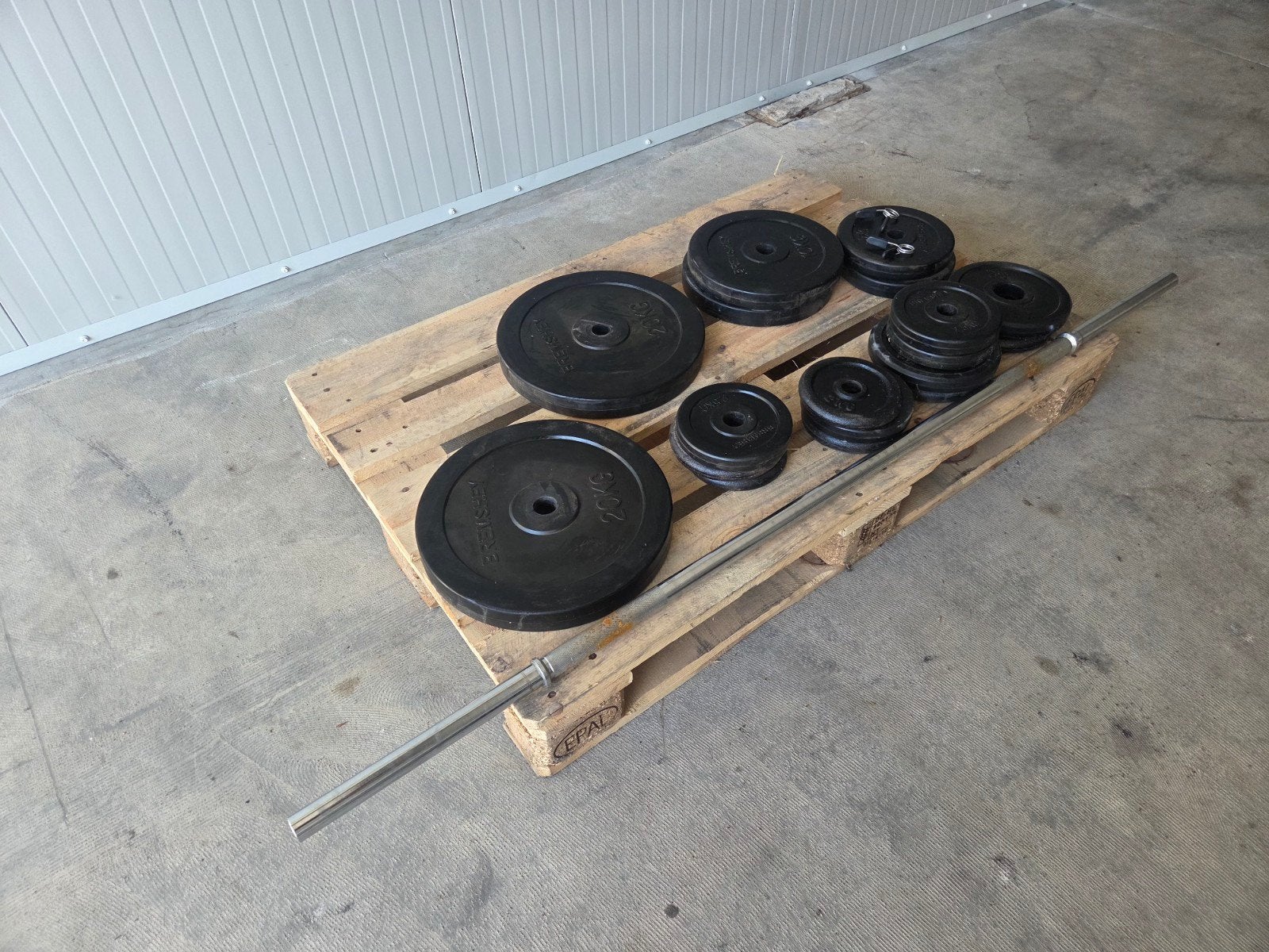 halterstang met gewichten 100kg, Ophalen, Zo goed als nieuw, Halterstangen
