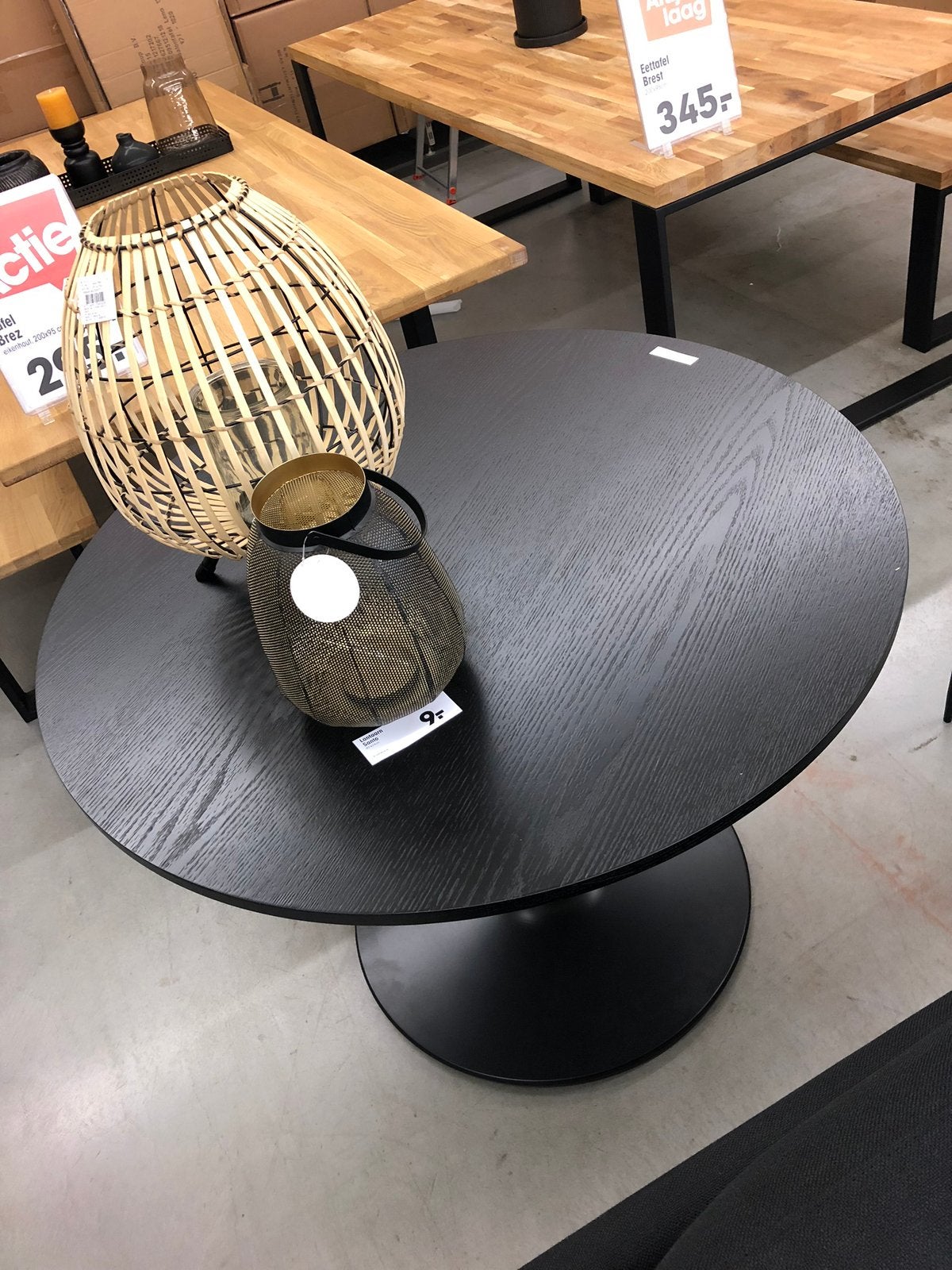Ronde zwarte eettafel nieuw in de doos, Huis en Inrichting, Tafels | Eettafels, Ophalen, Nieuw, Rond, 100 tot 150 cm