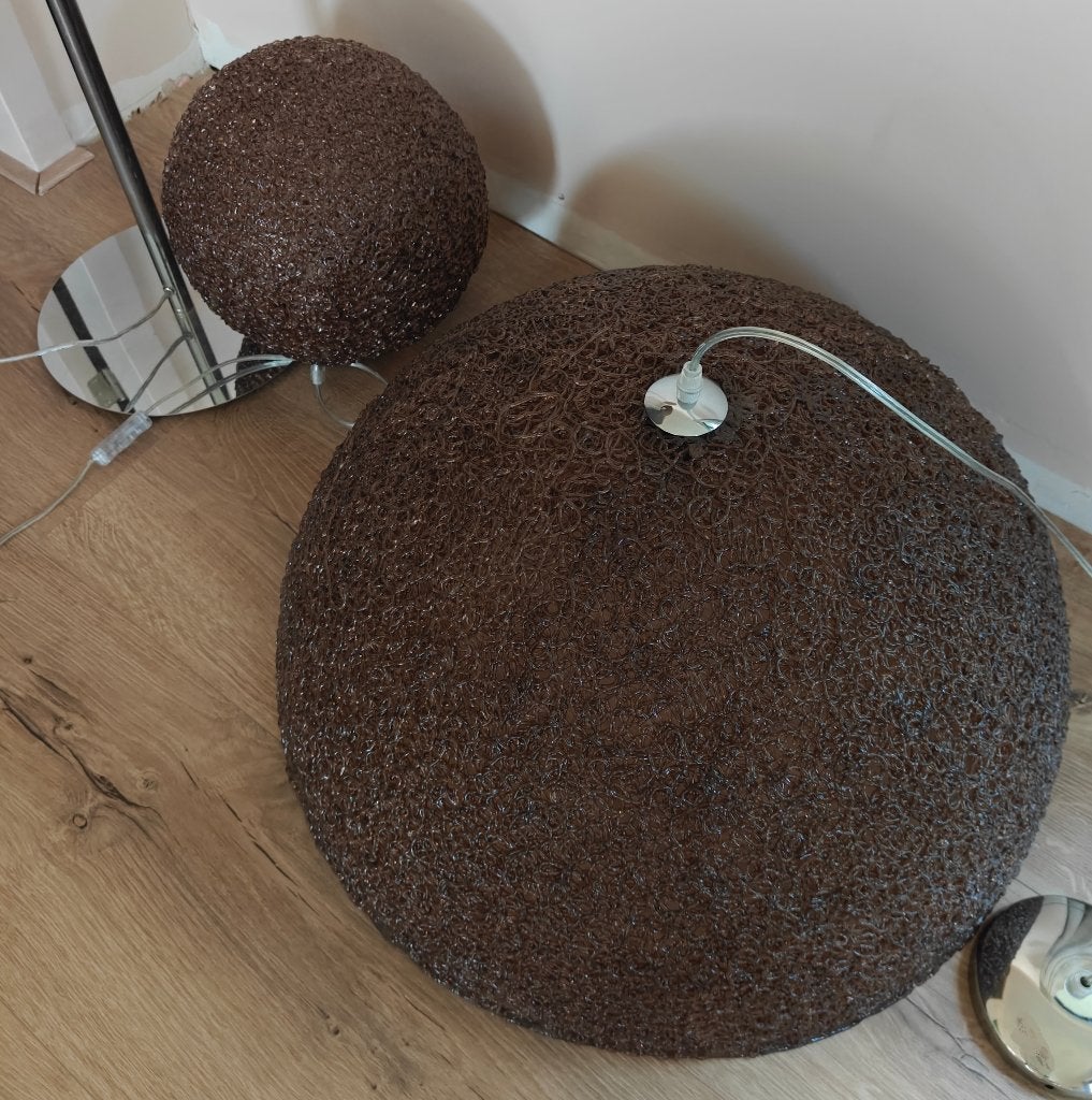 Set van 3 COCO Maison Espoo lampen (acryl, bruin), Ophalen, Gebruikt, E27 (groot), Metaal