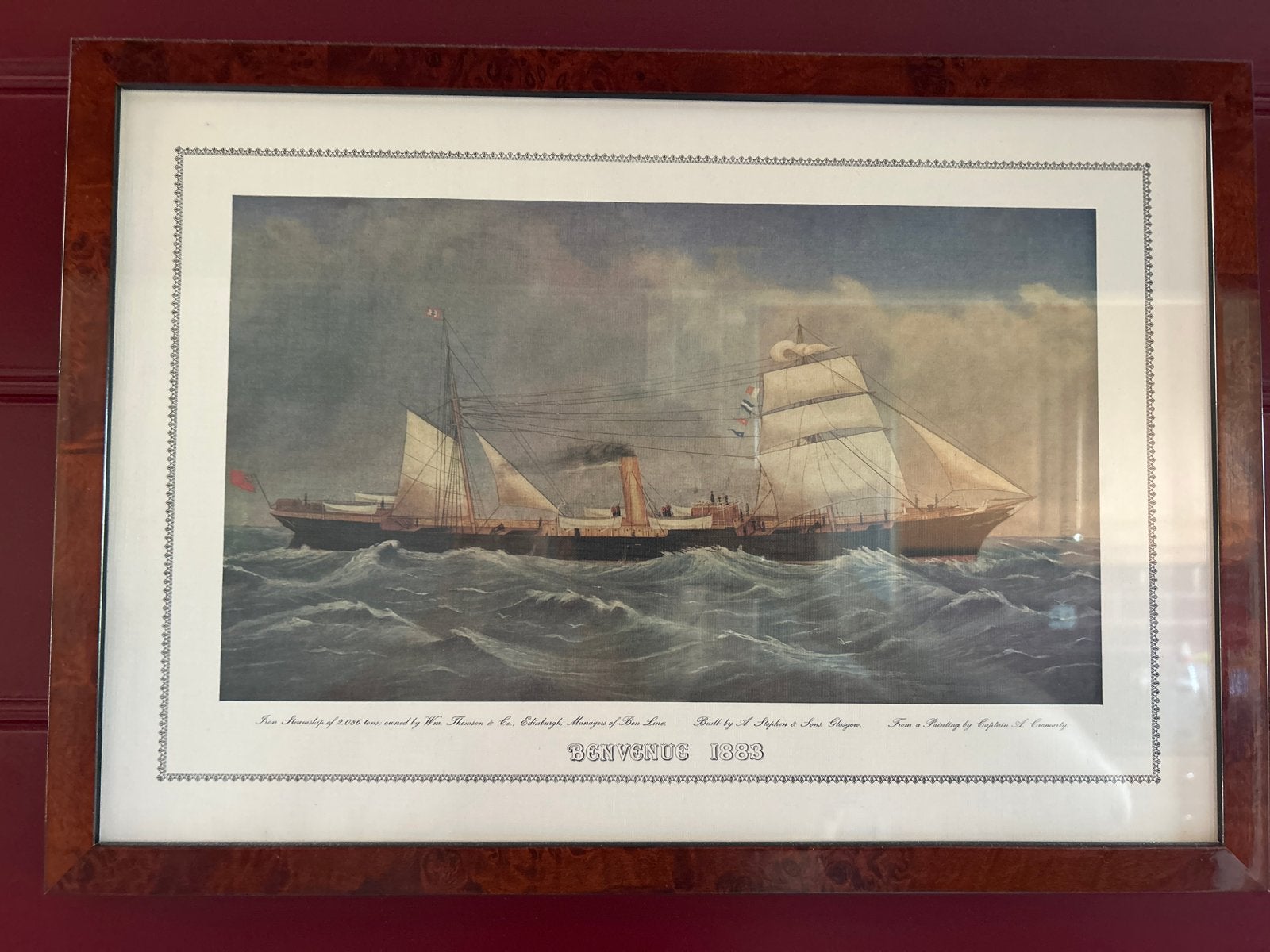 Antieke Maritieme Print: Stoomschip 'Ben Venue' 1883, Maritiem / water, Klassiek, Print, Papier
