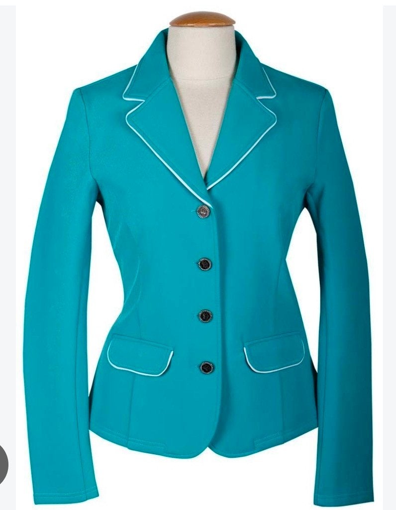 Harry's Horse wedstrijdjasje XS - Turquoise blauw, Dieren en Toebehoren, Paardrijkleding, Blauw, XS, Ophalen of Verzenden, Zo goed als nieuw