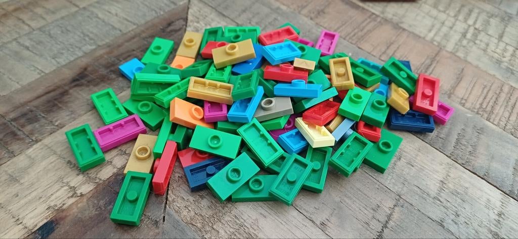 100x Lego Jumper Plates 1x2 in diverse kleuren #2, Gebruikt, Inclusief extra onderdelen, Lego, Ophalen of Verzenden
