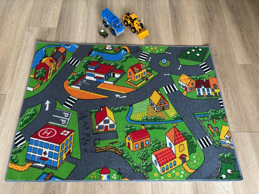 Dubbelzijdig Speelkleed Auto Verkeer Bos 95x131cm ZGAN, Ophalen, Zo goed als nieuw