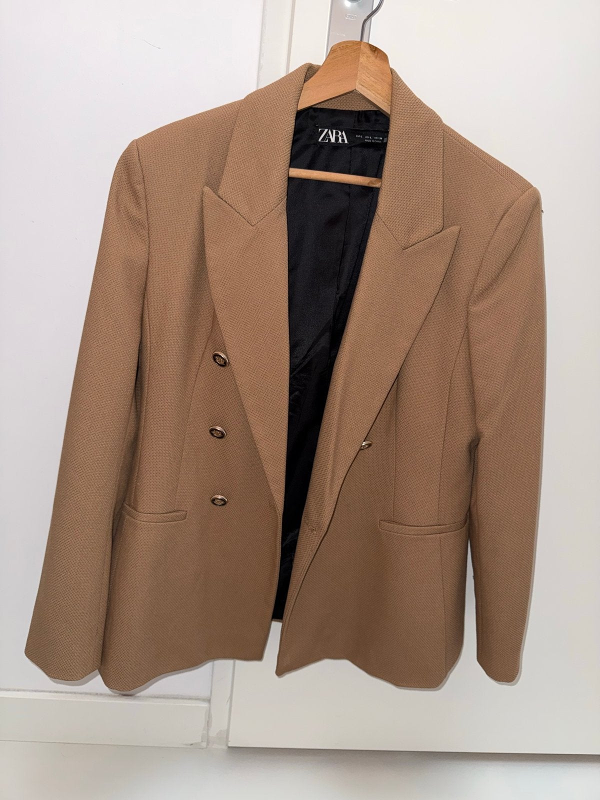 Zara Blazer Maat L - Beige/Bruin, Kleding | Dames, Jasjes, Kostuums en Pakken, Verzenden, Beige, Maat 42/44 (L), Zo goed als nieuw