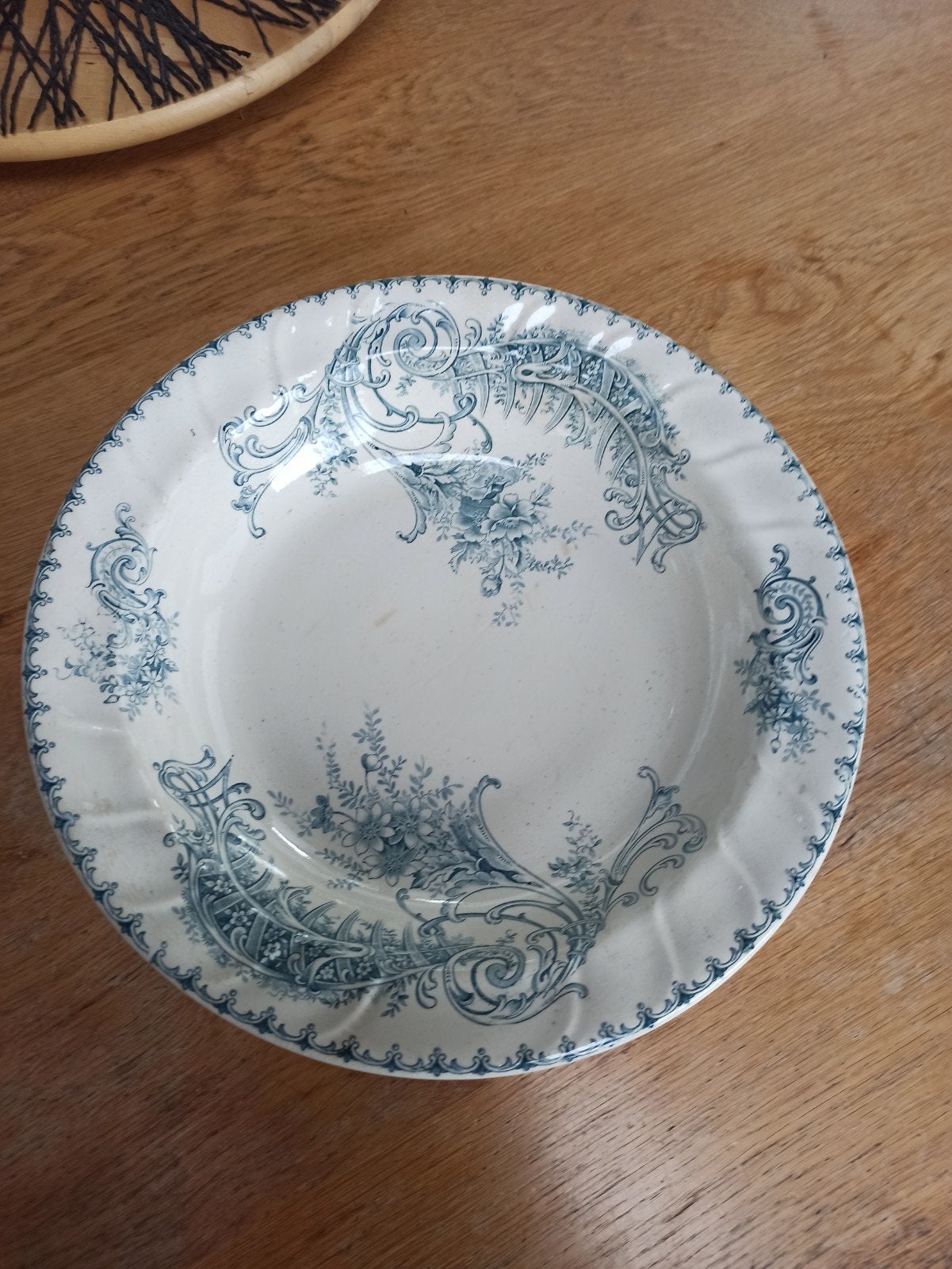 Antiek diep bord met blauw decor - Madeley, Ophalen of Verzenden