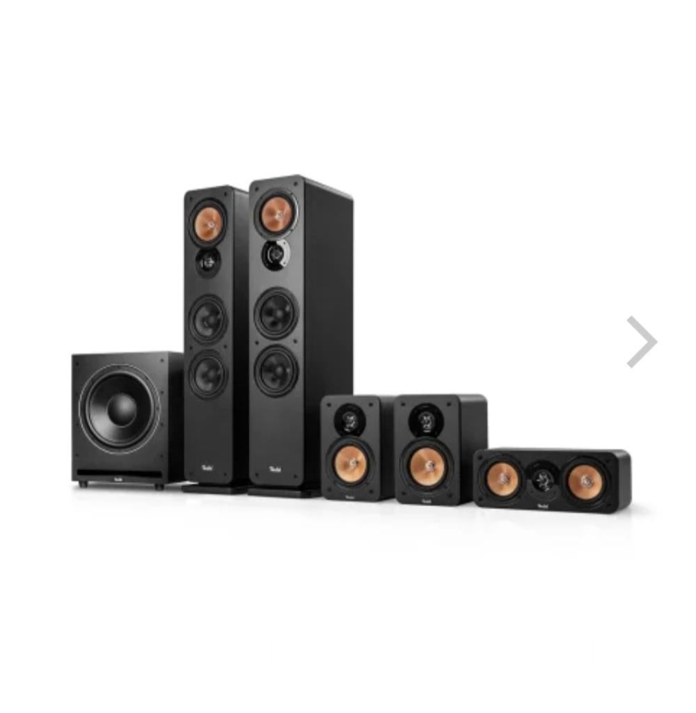 Teufel 7.1 surround set thx sub incl. 4 muurbeugels, Audio, Tv en Foto, Luidsprekers, Zo goed als nieuw, Complete surroundset