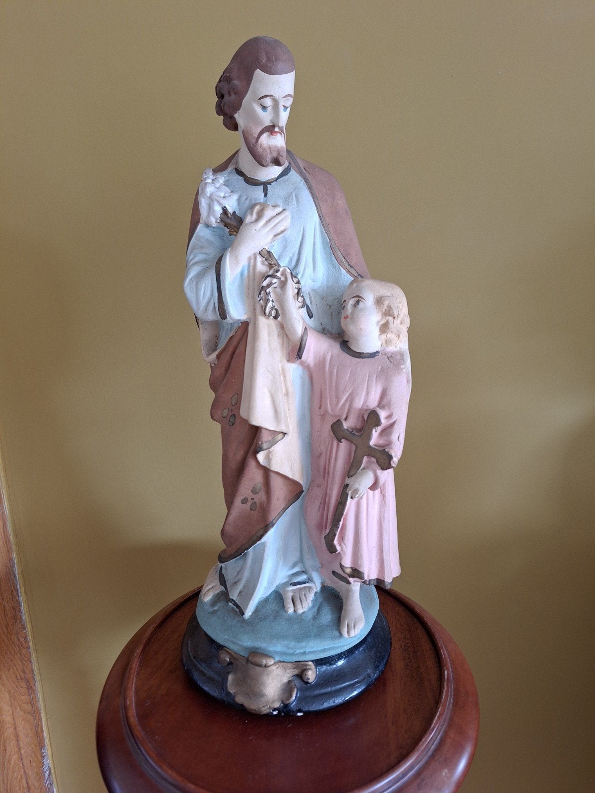 gipsen beeld- St. Joseph met kindje Jezus, Ophalen of Verzenden