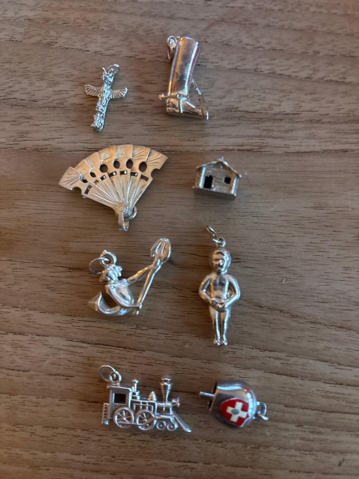 Zilveren oude bedels 8 stuks, 4 bedels of meer, Ophalen of Verzenden, Zilver, Overige merken