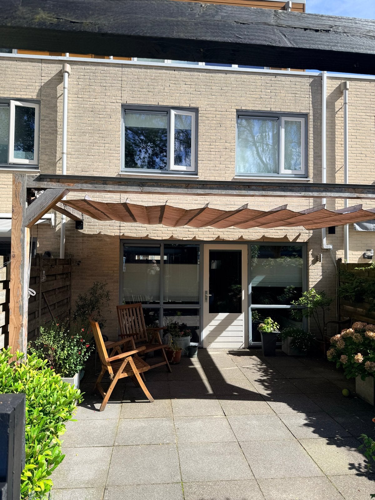 Douglas houten veranda met harmonica schaduwdoek, Ophalen, Gebruikt, Veranda