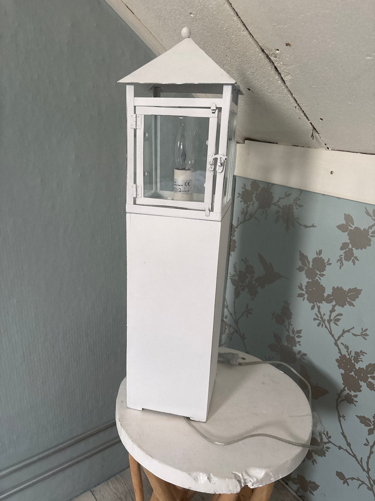 Sfeervolle landelijke lantaarnlamp - 60x16cm, Wit, Overige merken, Gebruikt, E14 (klein)
