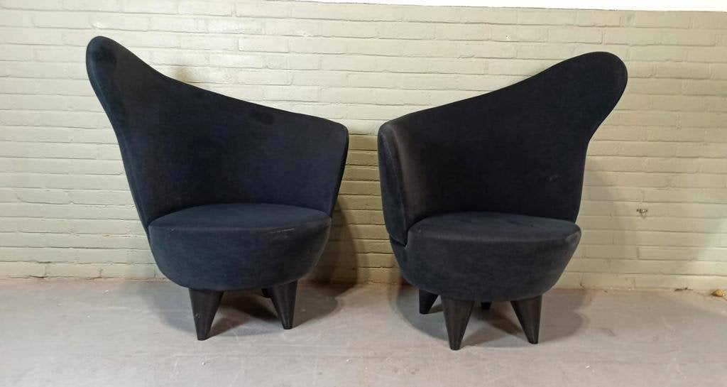 1 x Vintage Oortjes Design Fauteuil, P/p/s, Ophalen, Tweedehands, Tweedehands, 75 tot 100 cm