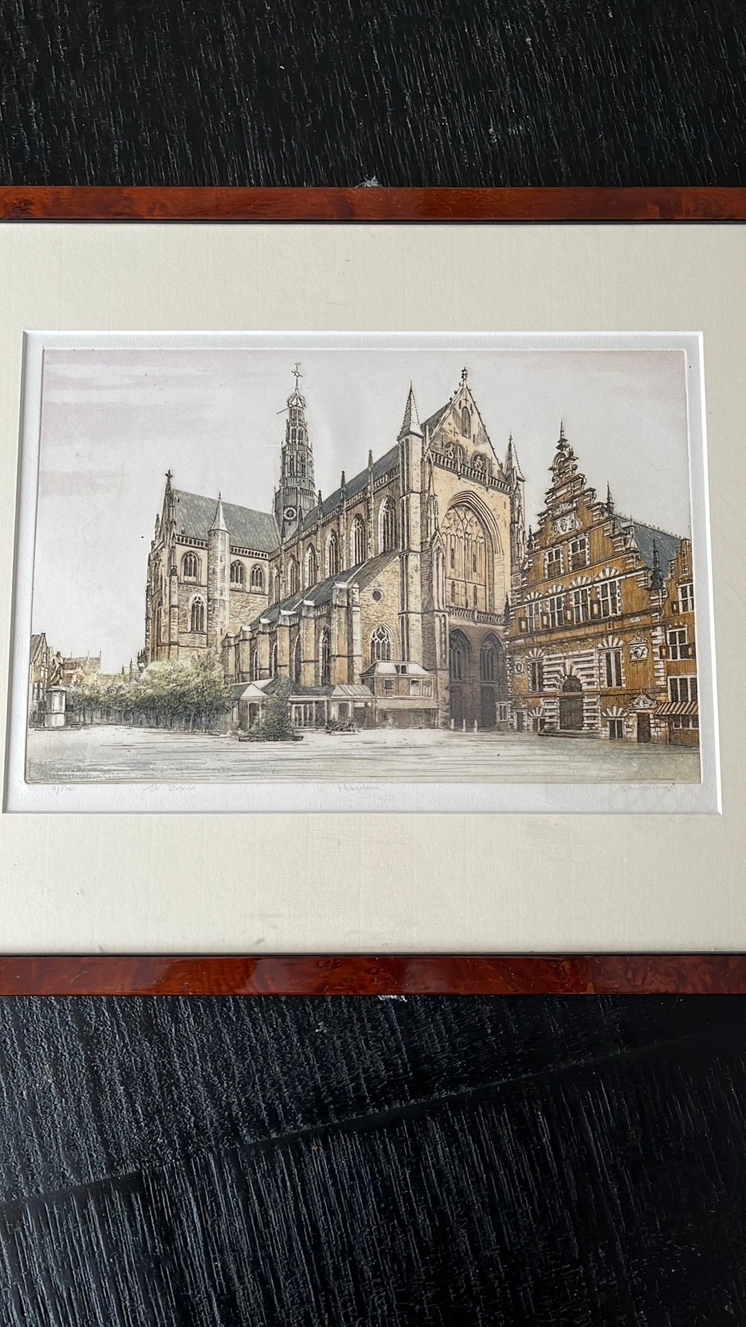 Originele ets St. Bavokerk Haarlem Albertus Wieringa 37/250, Ophalen, Ets