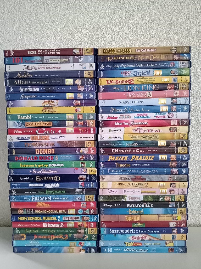 60 DVD's met WALT DISNEY Films, Gebruikt, Alle leeftijden, Overige genres, Ophalen of Verzenden