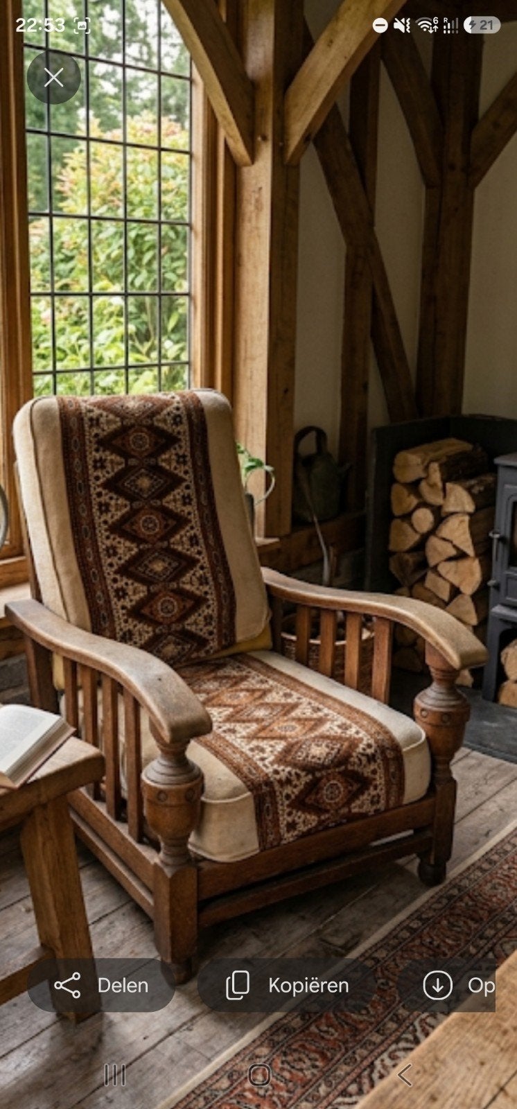 Vintage houten rokersstoel, Ophalen of Verzenden