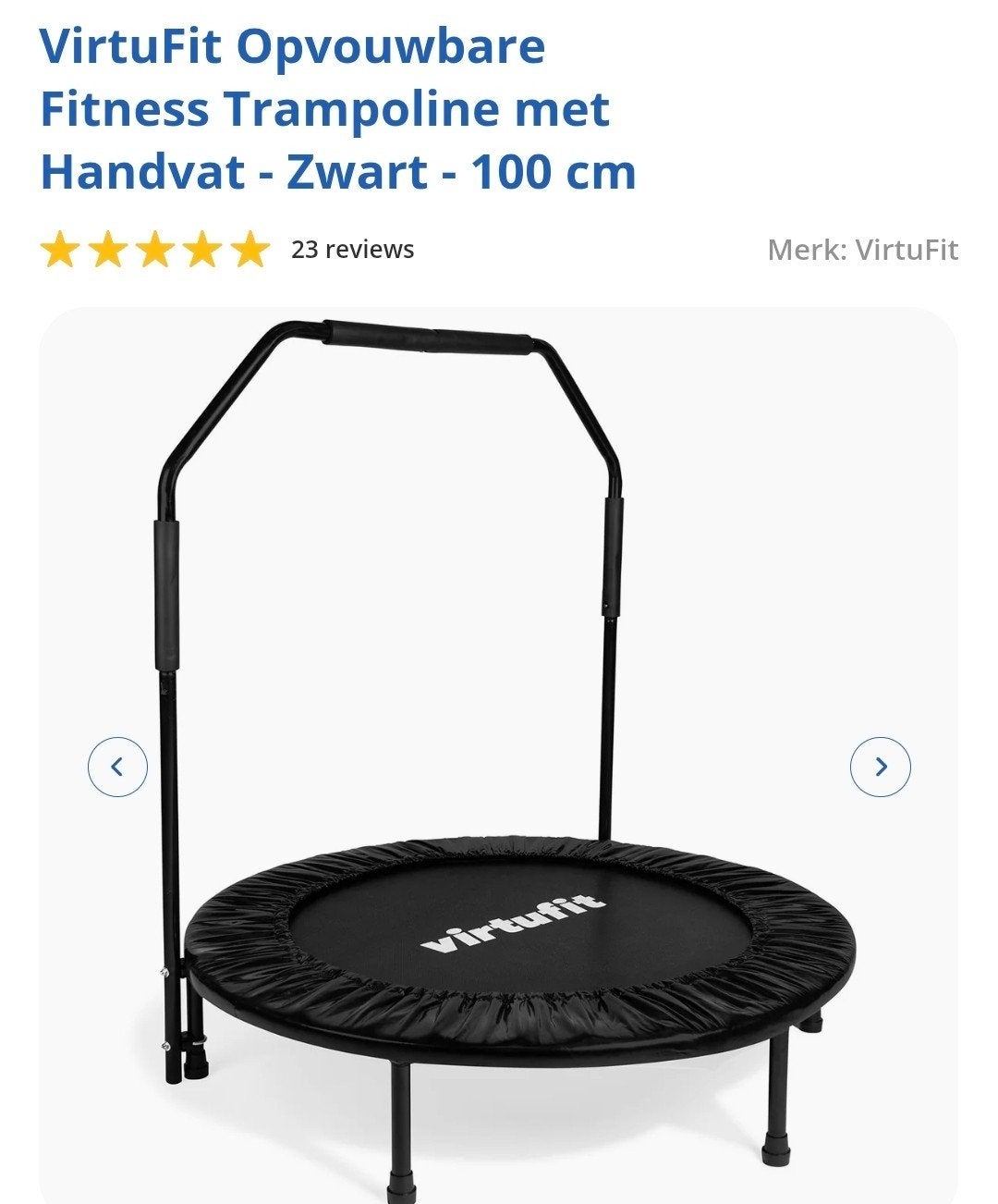VirtuFit Fitness Trampoline met Handvat - tot 120 kg, Ophalen, Zo goed als nieuw