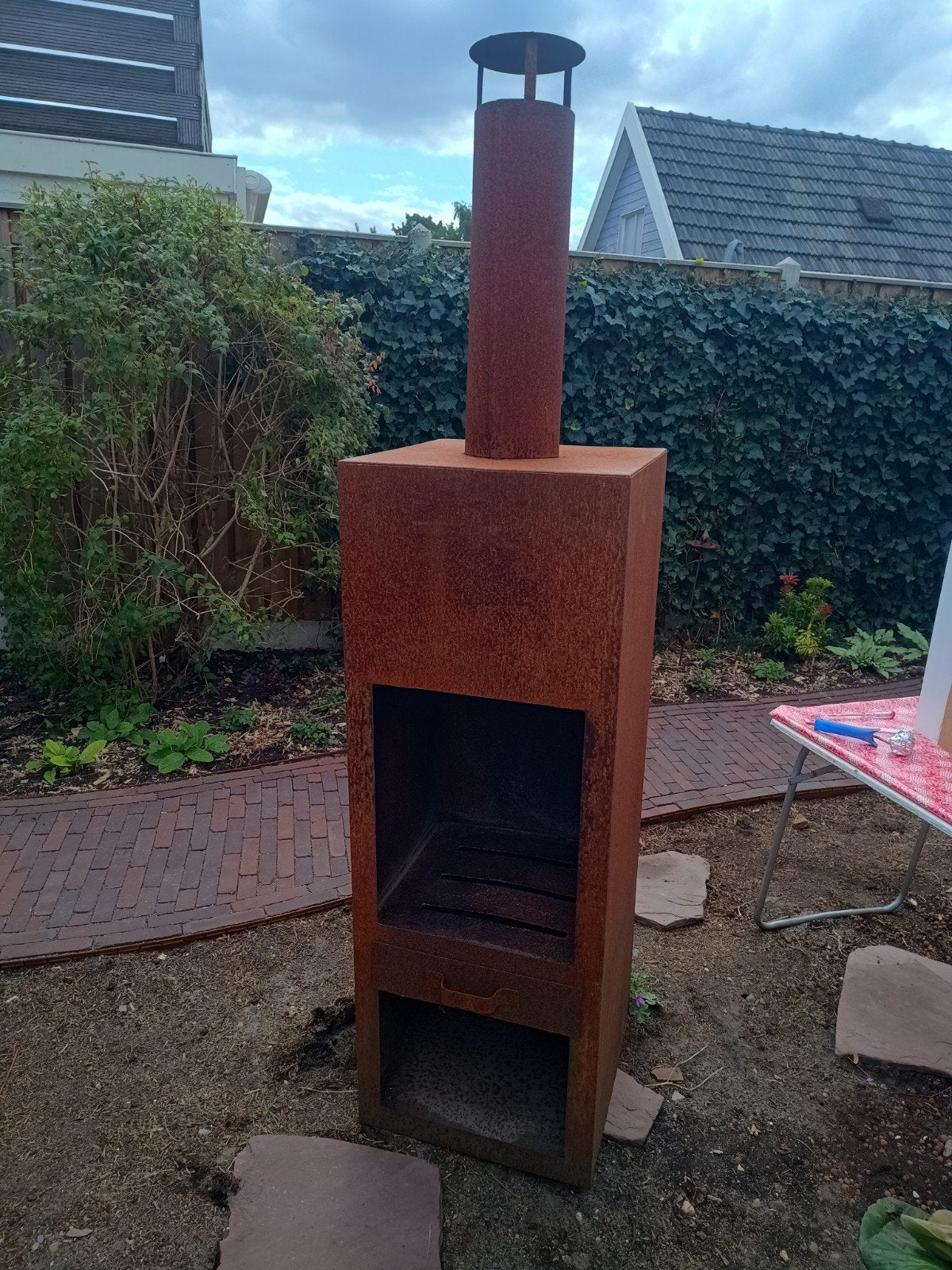 Terraskachel in cortenstaal look - Intratuin, Tuin en Terras, Ophalen, Gebruikt