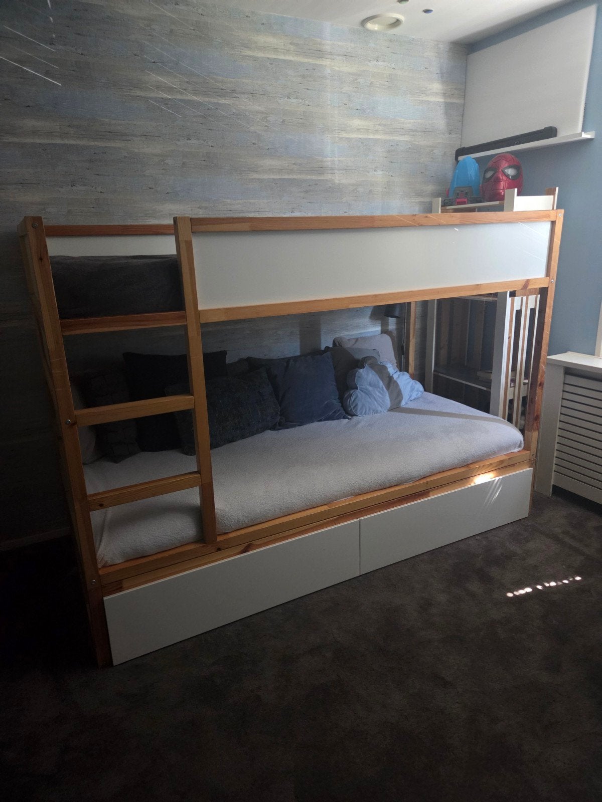 IKEA Kura bed met opberglades (gehackt), Ophalen, 100 cm, Tweepersoons, Minder dan 160 cm