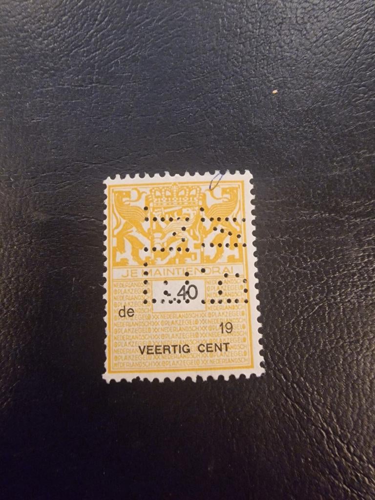 Belastingzegel 40 cent met perfin Nederland, Postzegels en Munten, Postzegels | Nederland, Ophalen of Verzenden