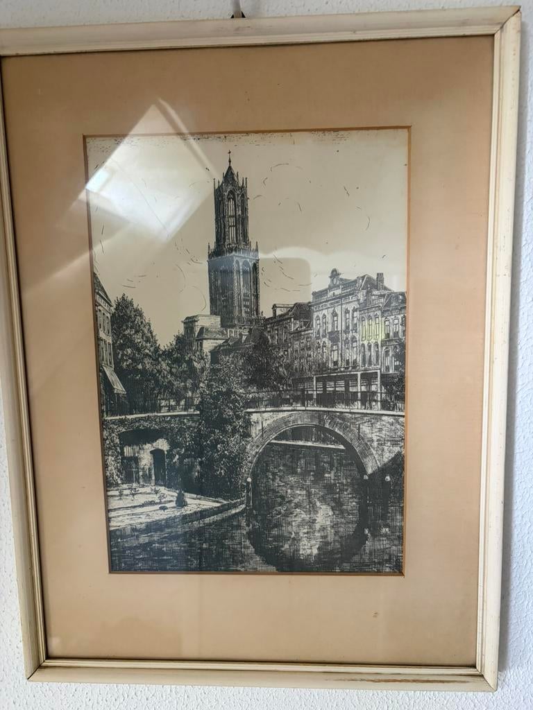 Tekening/schilderij met de dom utrecht, Antiek en Kunst, Ophalen