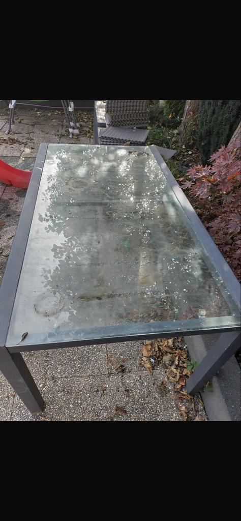 Glazen tuintafel Bois le Duc, Tuin en Terras, Tuintafels, Ophalen, Gebruikt, Rechthoekig, Overige materialen