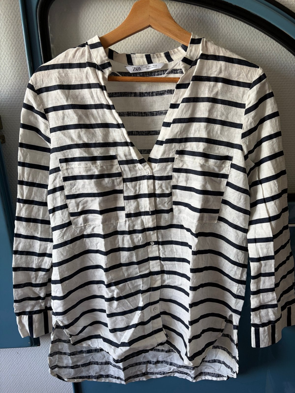 Zara Zwart-witte Oversized Blouse, Kleding | Dames, Blouses en Tunieken, Zo goed als nieuw, Maat 36 (S), Zwart, Ophalen of Verzenden