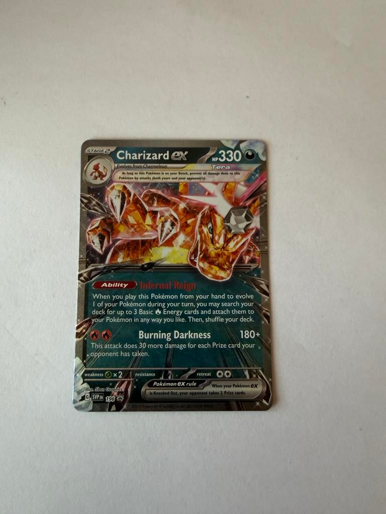 Pokémon Kaart Charizard ex Tera (SVP EN 196), Ophalen of Verzenden, Zo goed als nieuw, Losse kaart