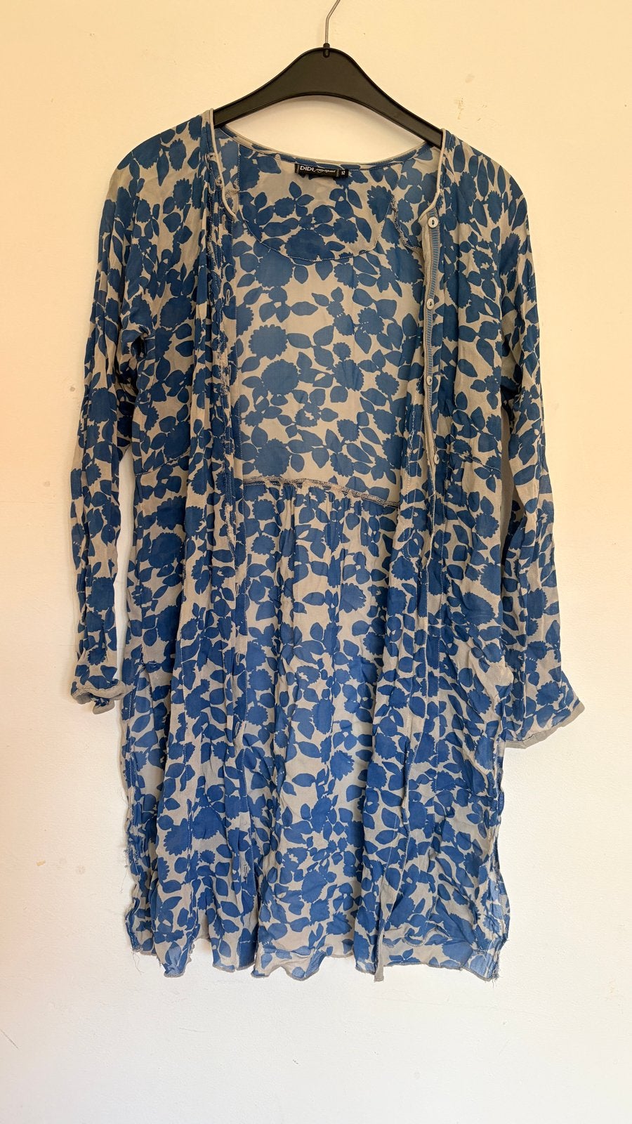 DIDI tuniek/jurk met blauw bladmotief, maat S, Kleding | Dames, Blauw, Ophalen of Verzenden, Maat 36 (S), Gedragen