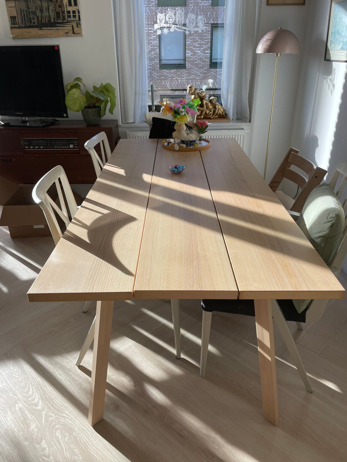 Houten eetkamer tafel / IKEA YPPERLIG eettafel, Ophalen, 50 tot 100 cm, Zo goed als nieuw, 150 tot 200 cm