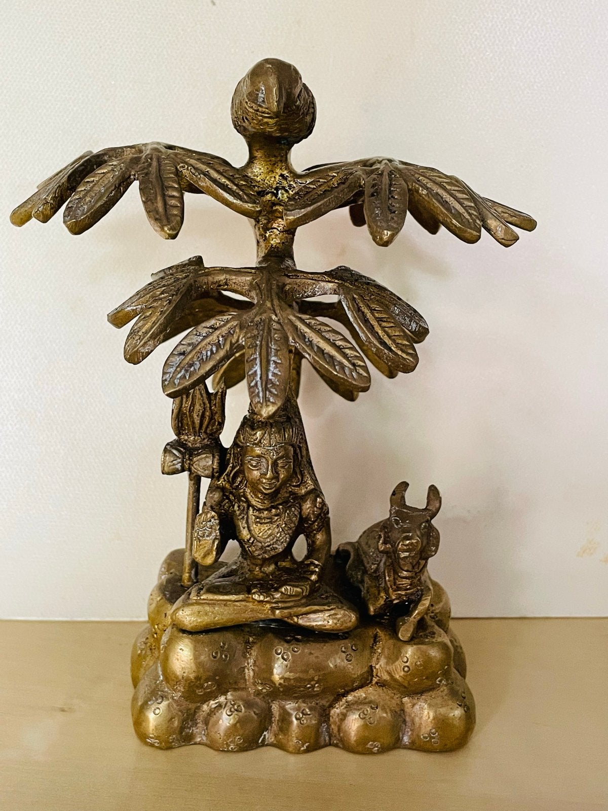 Bronzen beeld van Shiva en Nandi onder boom, Ophalen of Verzenden