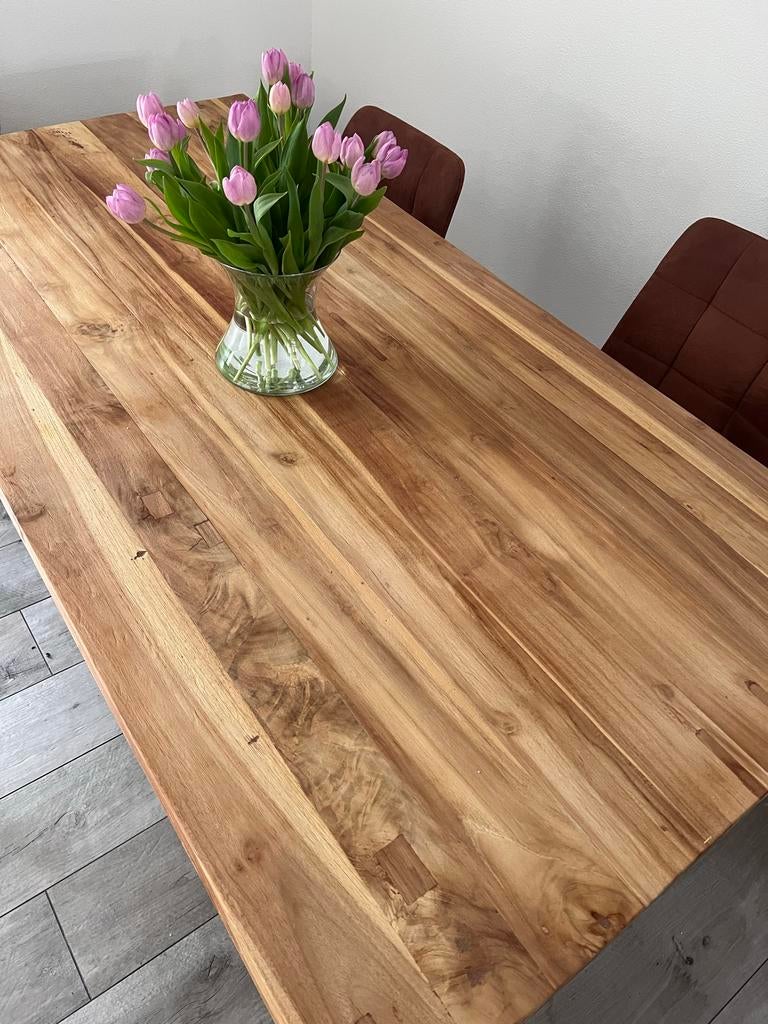 Eettafel van natuurhout (90x180cm), Ophalen, 50 tot 100 cm, Zo goed als nieuw, Vijf personen of meer