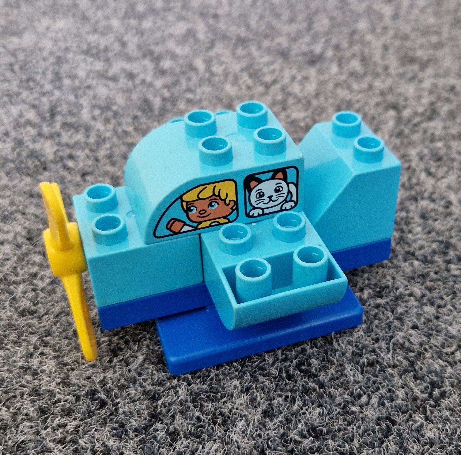 Lego Duplo vliegtuigje blauw met piloot en kat, Kinderen en Baby's, Ophalen of Verzenden, Gebruikt, Duplo