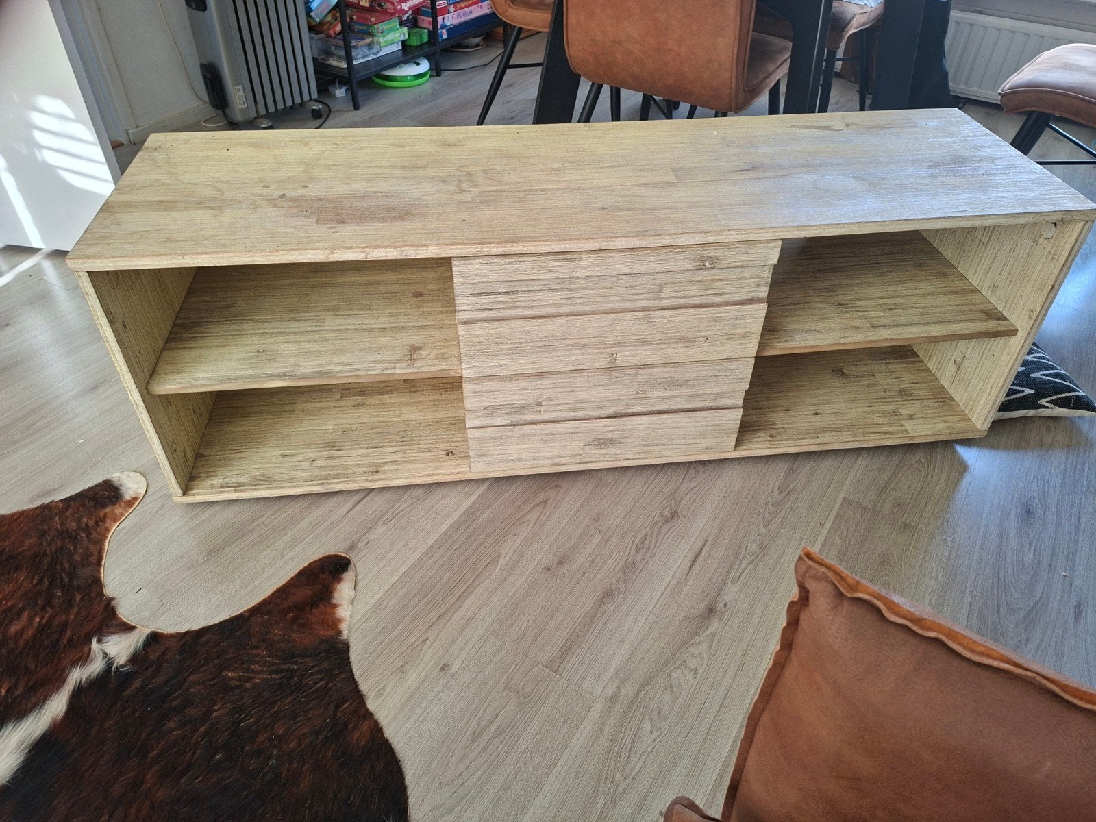 Foto 5 van Houten TV-meubel met opbergruimte