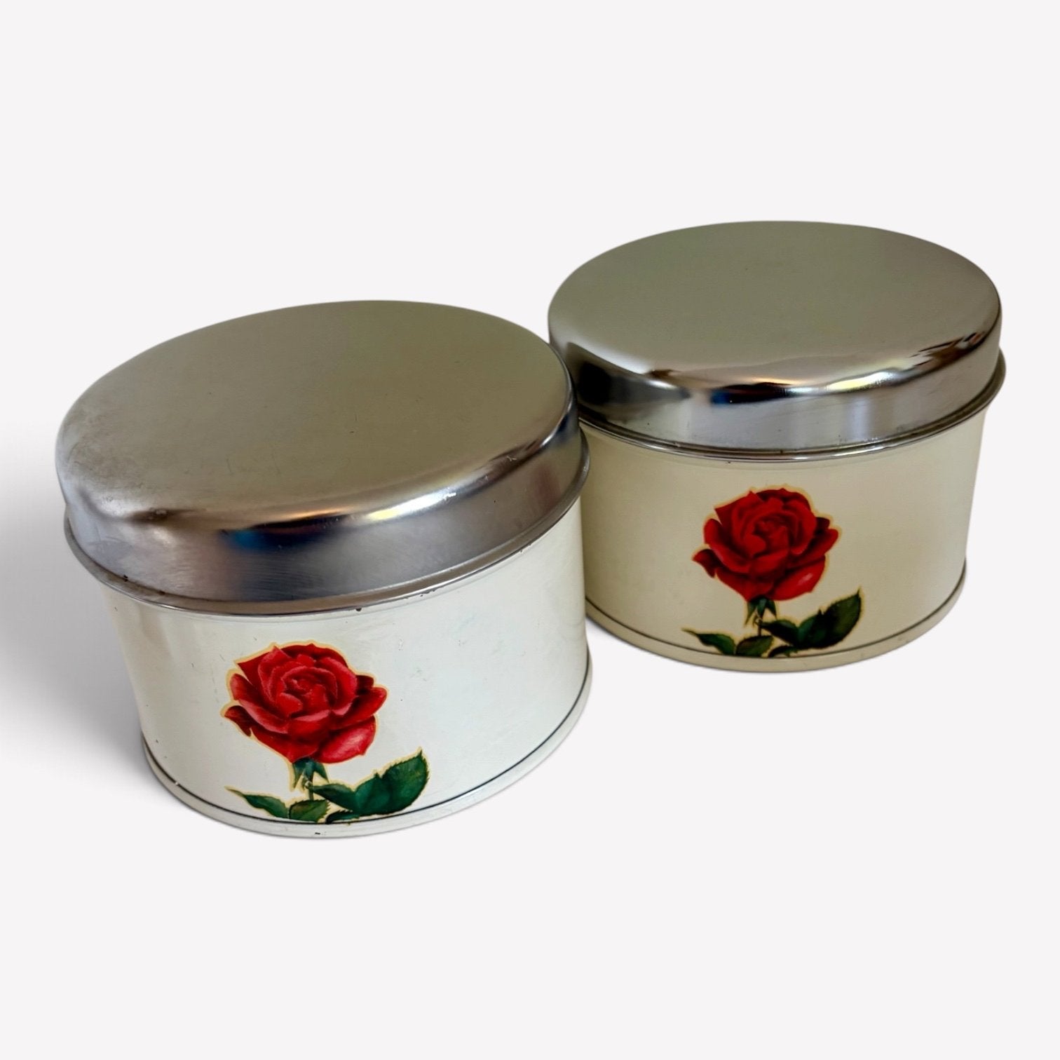 2 Brabantia retro blikjes met rozenmotief, Ophalen of Verzenden