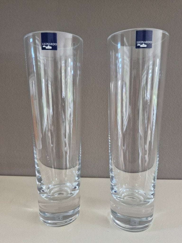 Set van twee prachtige Leonardo Pisa vazen 25,5 cm, Transparant, 25 cm, Nieuw, Ophalen of Verzenden