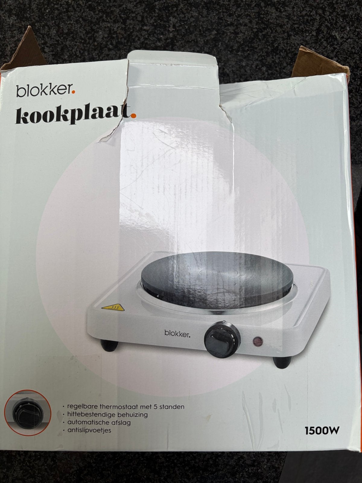 Blokker Kookplaat 1500W - Compact en Draagbaar, Nieuw, 3 kookzones of minder, Ophalen of Verzenden, Vrijstaand