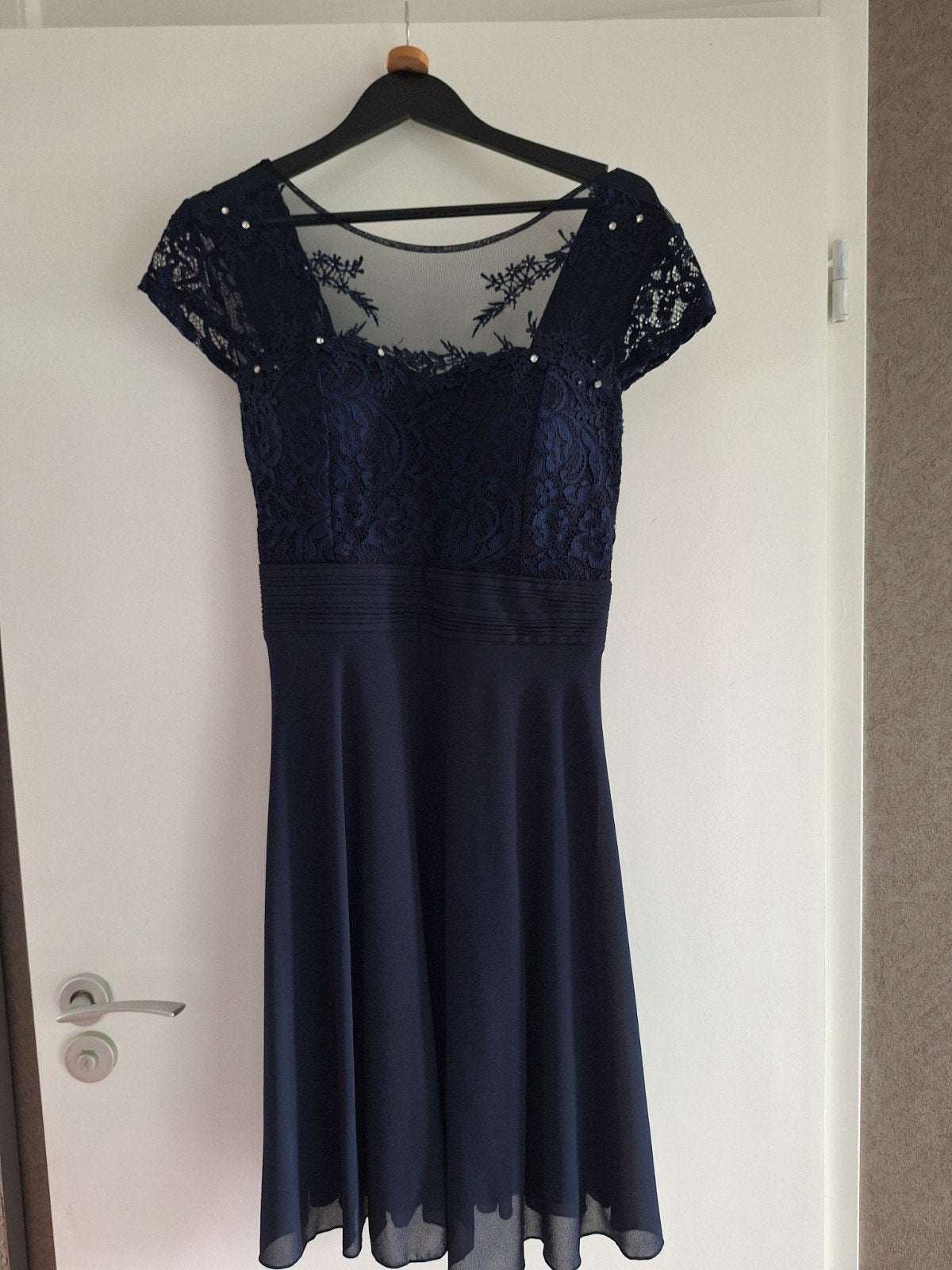 Elegante blauwe cocktailjurk - Maat 42/44, Ophalen of Verzenden, Zo goed als nieuw, Maat 42/44 (L), Blauw