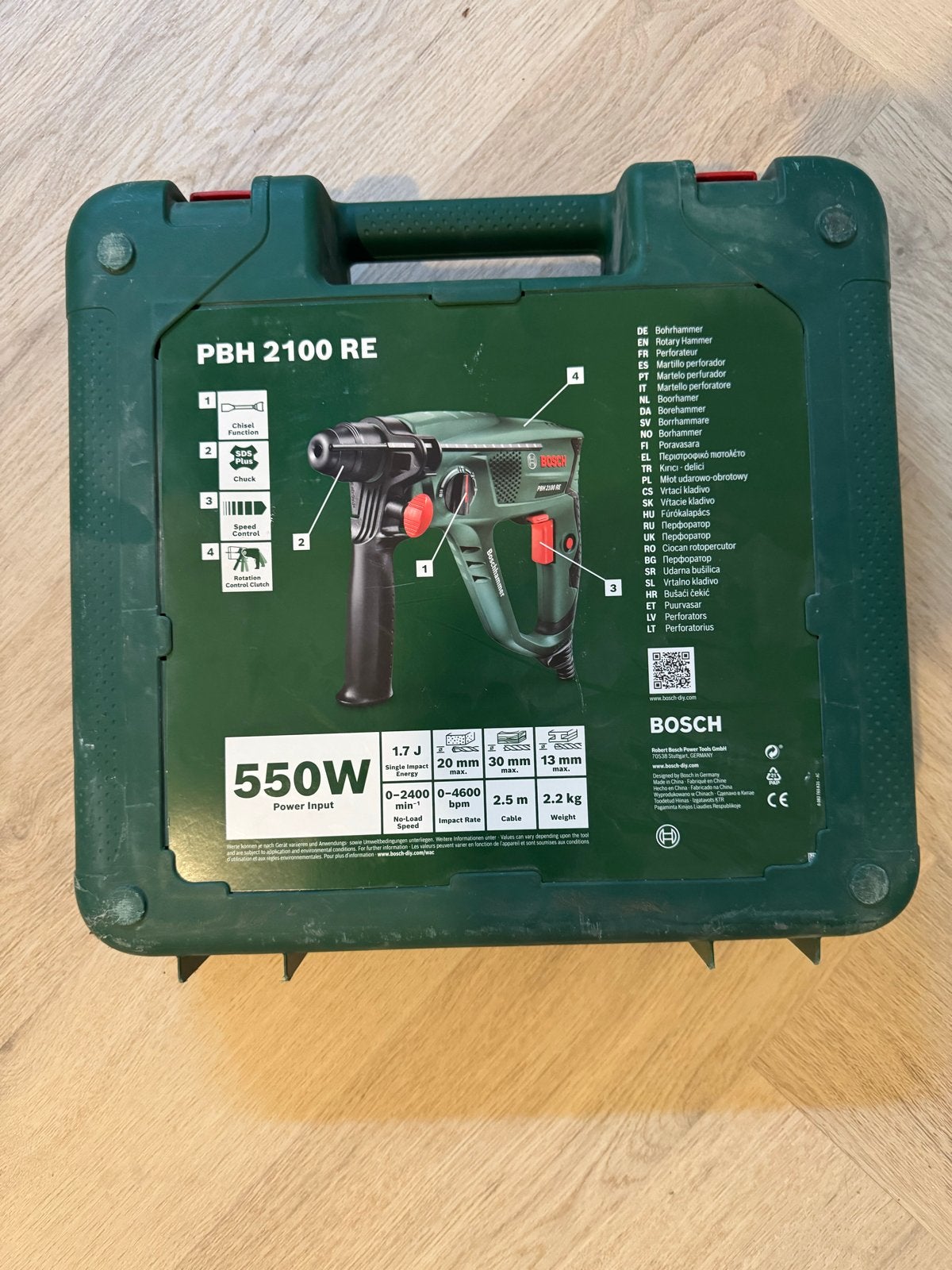 Bosch PBH 2100 RE Boorhamer - 550W, Ophalen, Boor- en/of Breekhamer, Zo goed als nieuw, Klopboormechanisme