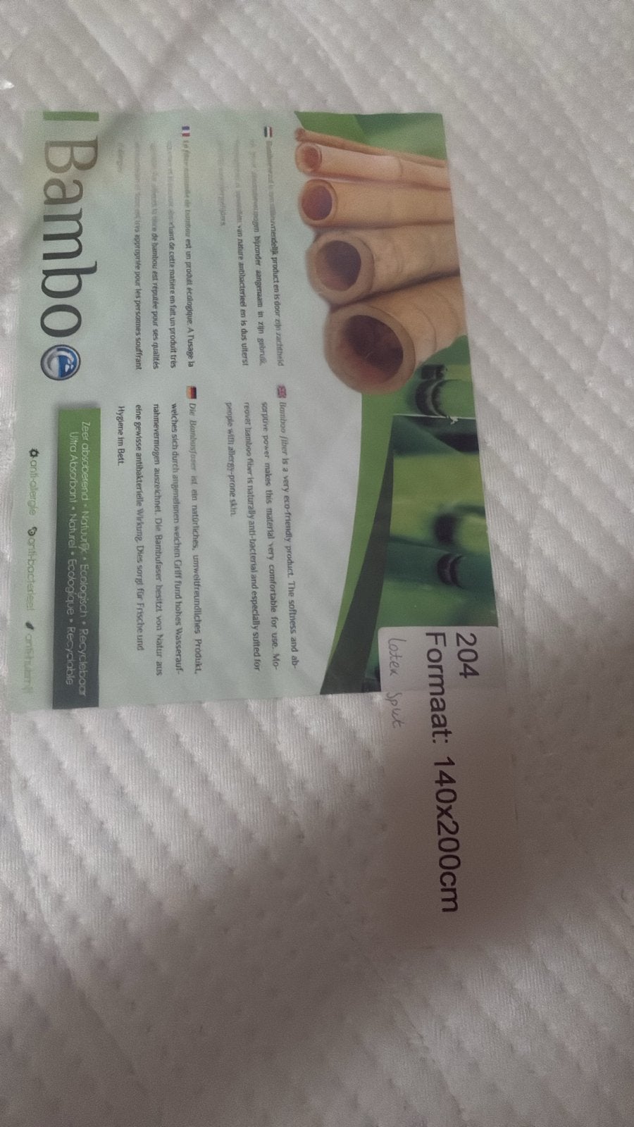 Bamboe Matras 140x200cm - Anti-allergisch & Antibacterieel, Ophalen, 140 cm, Matras, 200 cm