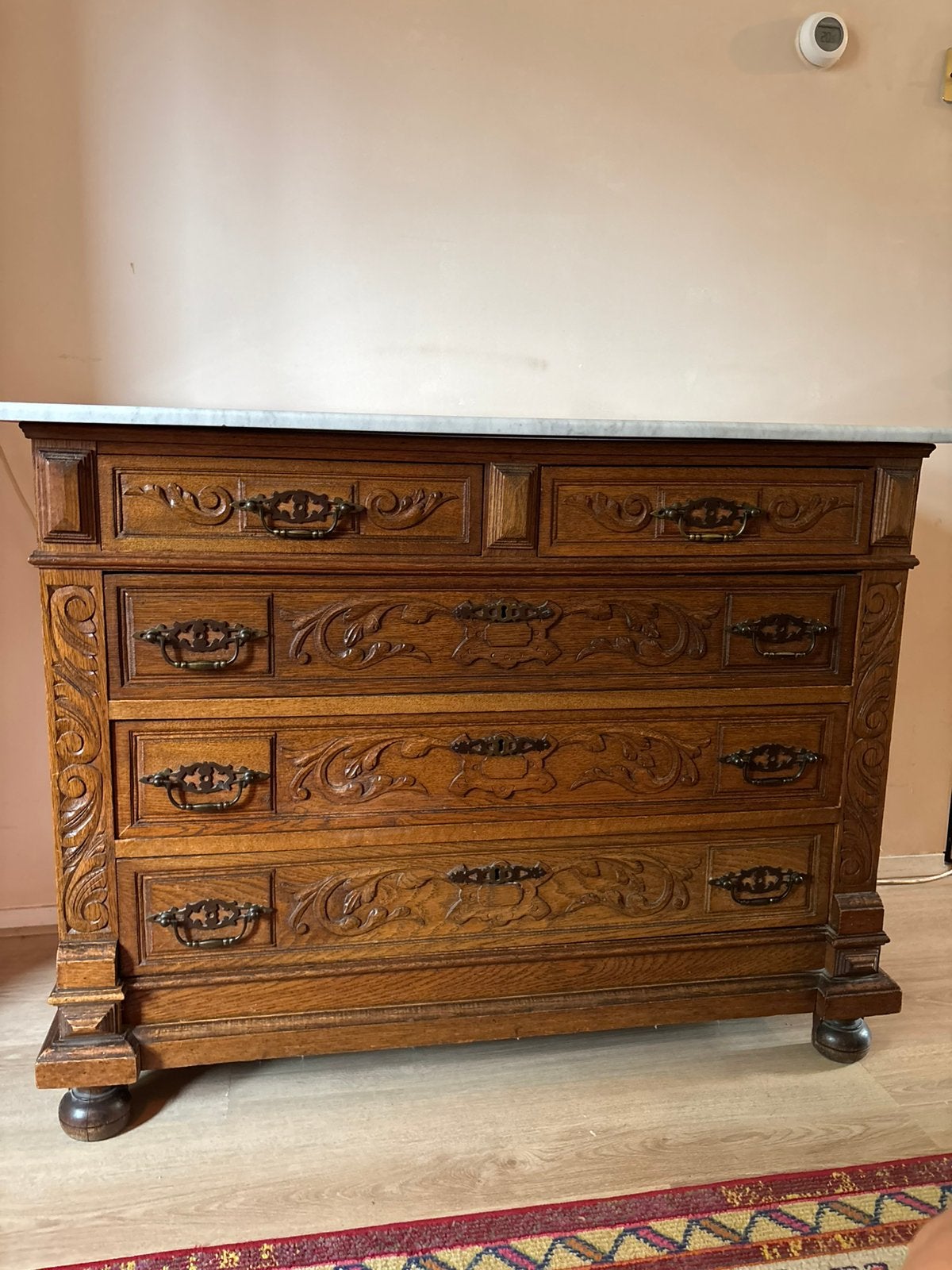 Prachtige Frans Antiek dressoir met Cararra marmeren blad, Huis en Inrichting, Kasten | Dressoirs, Ophalen, Zo goed als nieuw
