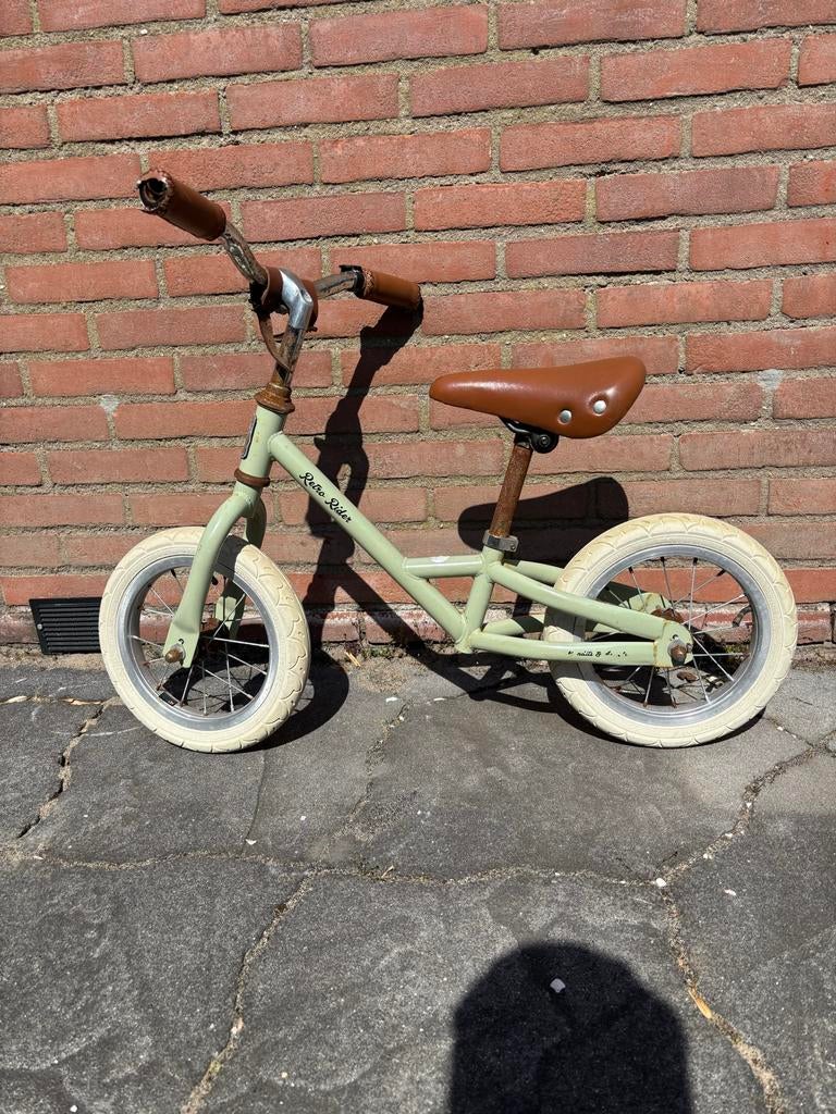 Retro Rider loopfiets - Groen met bruin zadel, Ophalen, Gebruikt, Minder dan 16 inch