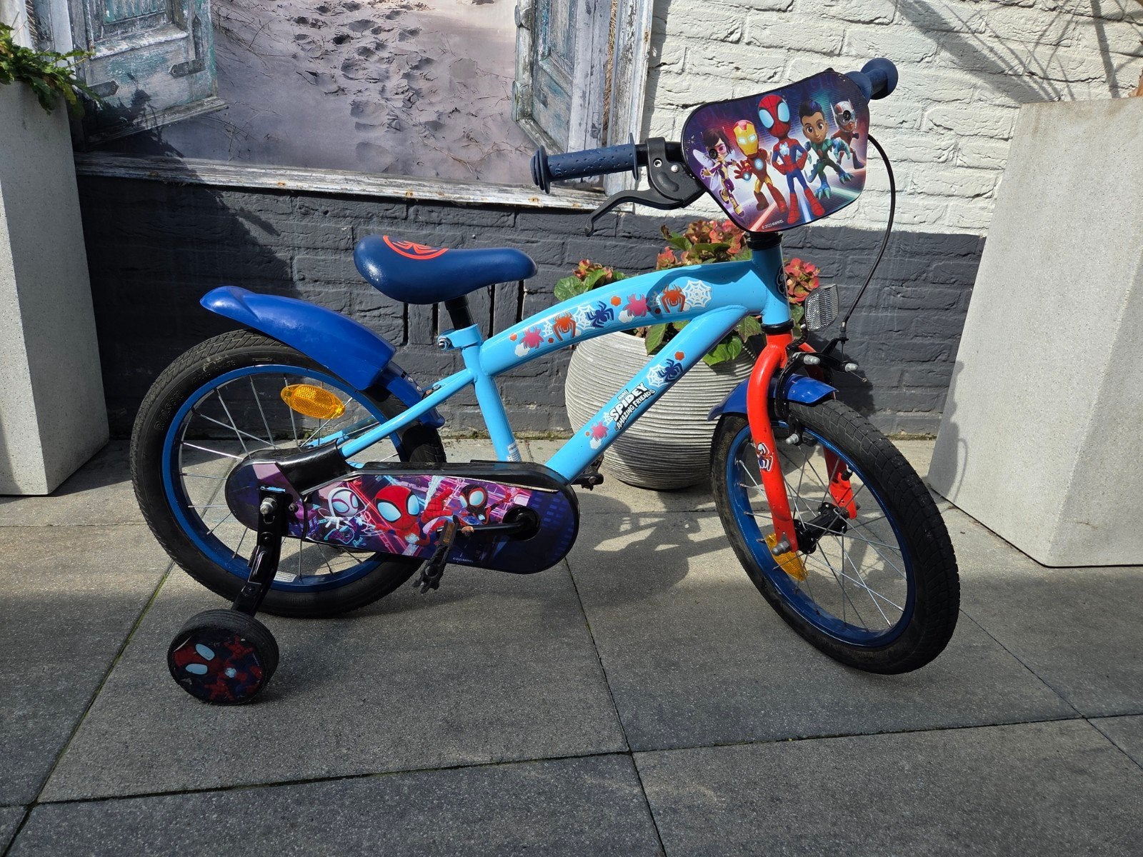 Spiderman kinderfiets 16 inch met zijwieltjes, Fietsen en Brommers, Terugtraprem, Zijwieltjes, Ophalen of Verzenden, Spidey