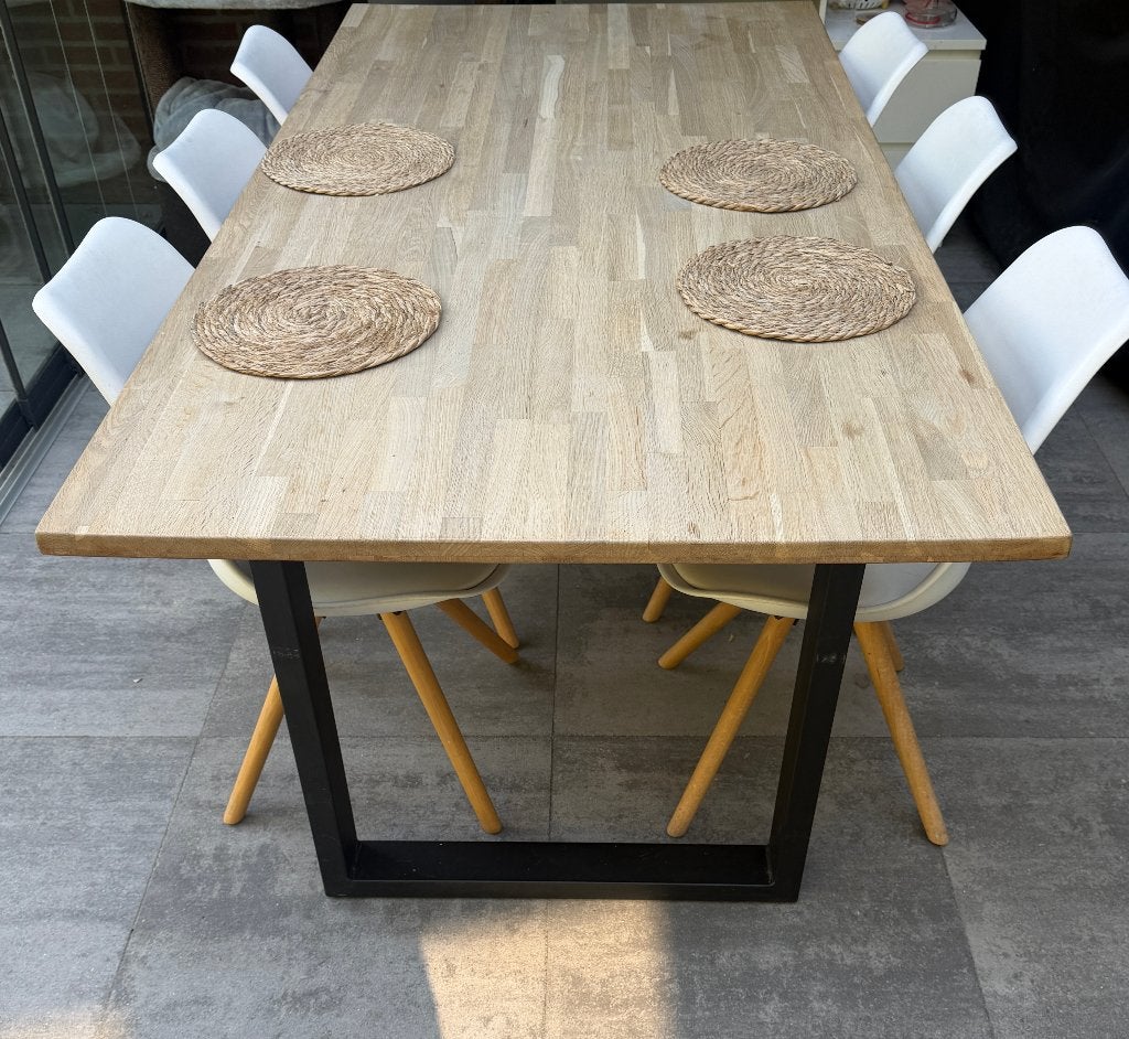 Eiken eetkamertafel - Gebruikt maar in goede staat, Ophalen, Gebruikt, Eikenhout, 50 tot 100 cm