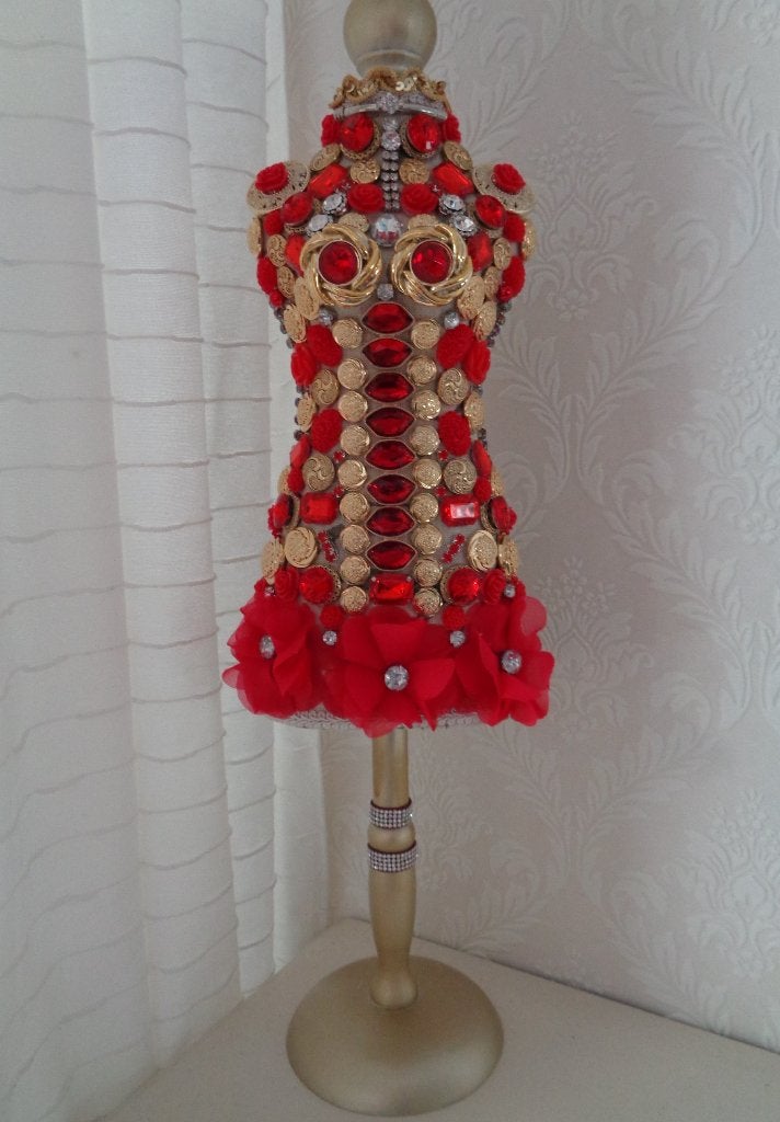 Mini Torso Vrouw Rood / Goud Nr MTS 1, Ophalen, Nieuw, Mens