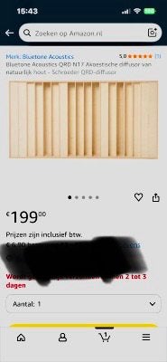 Diffusor akoestiek, paneel absorbtie, Ophalen, Zo goed als nieuw, Minder dan 2 meter