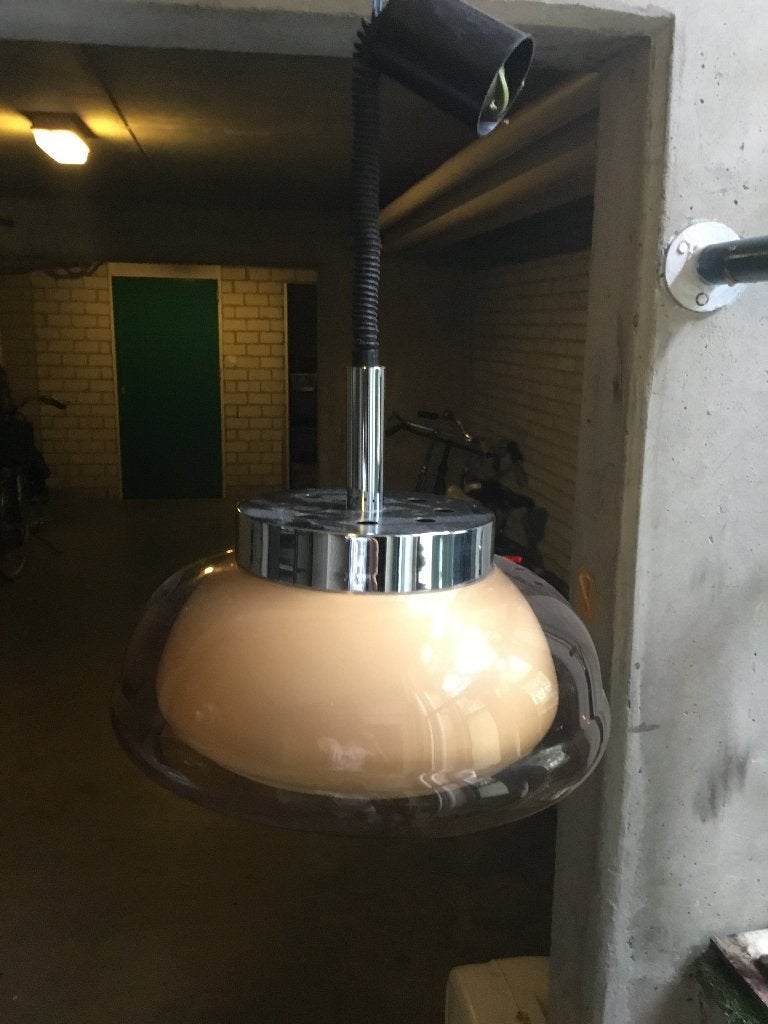 Vintage hanglamp, Ophalen of Verzenden, Gebruikt, Metaal, E27 (groot)