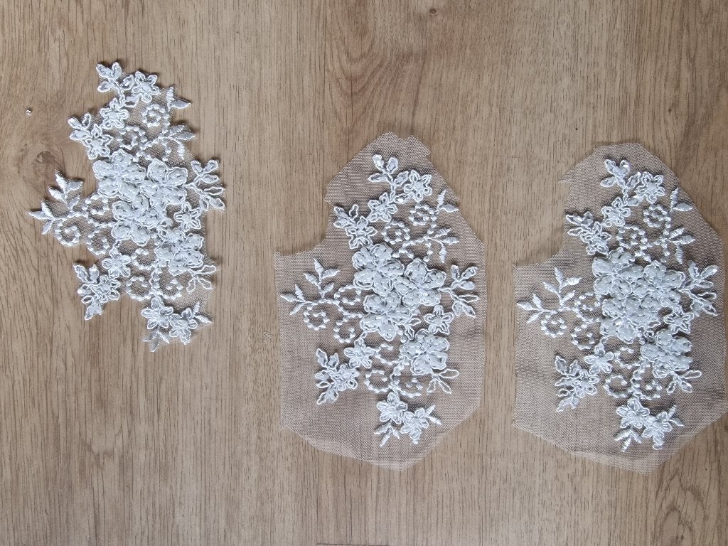 losse kantstukken met kralen offwhite doop/trouw/hobby diy, Verzenden, Nieuw, Kant