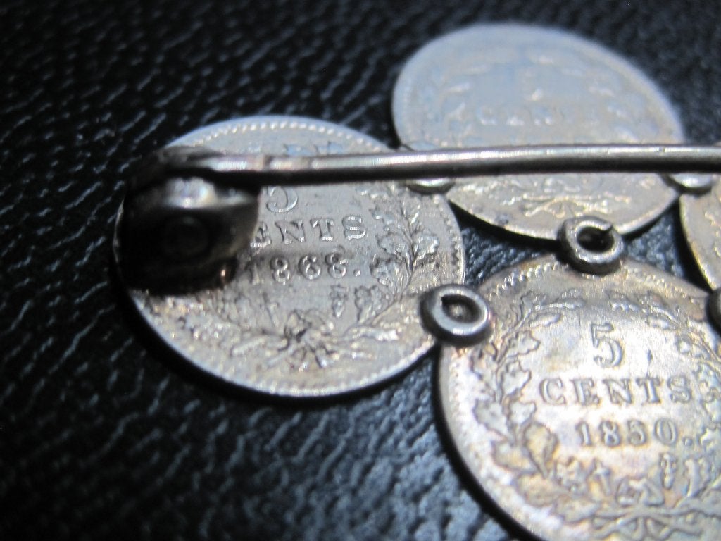 5 cent 1850 en 1868 4 stuk Willem III broch 1868 zeldzaam, Ophalen, Koning Willem III, Setje, Zilver